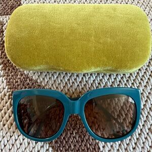 Gucci Teal Oversized Women’s Sunglasses with Brown Lenses